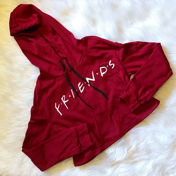 NEW FRIENDS Maroon Cropped Long Sleeve Hoodie Tee - Picture 6 of 7